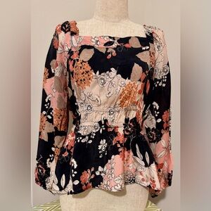 Spartina 449 Black and Pink Floral Long Sleeve Dress